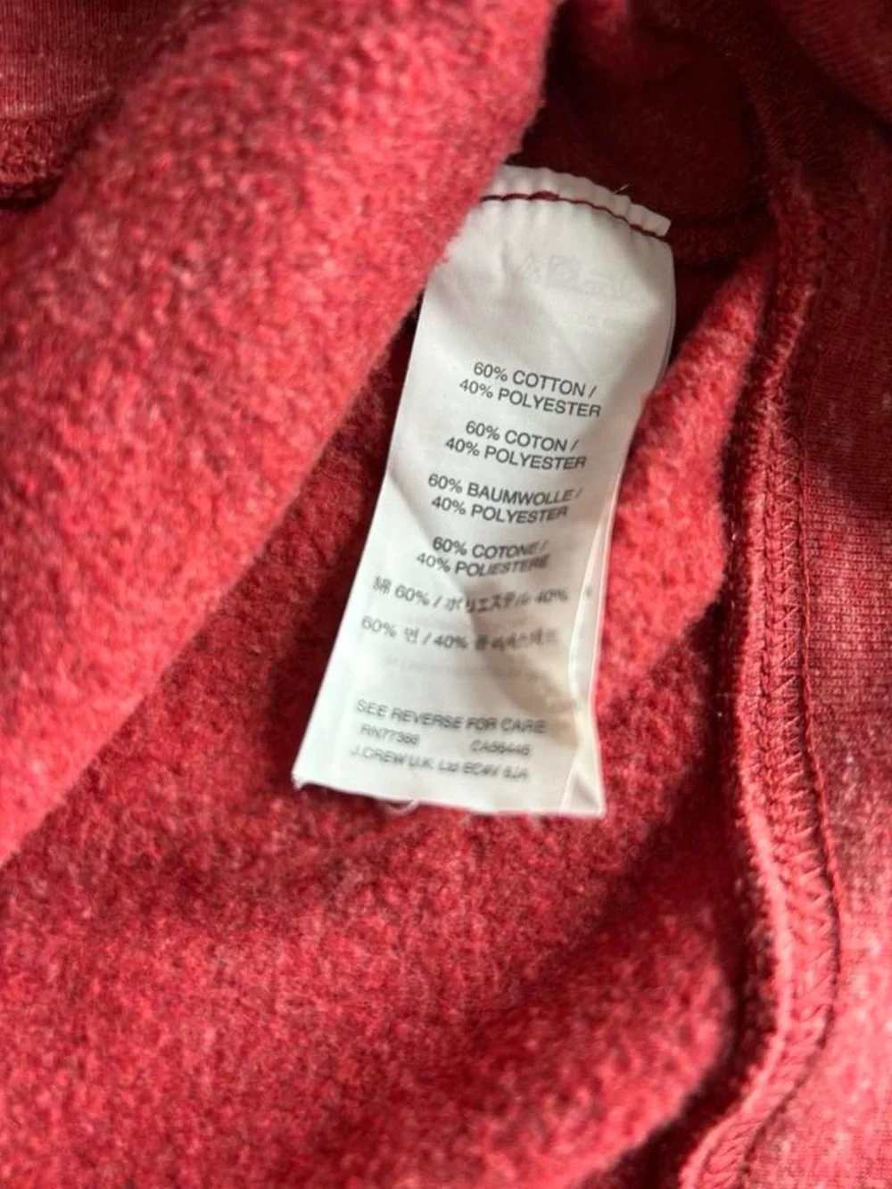 J. Crew heathered red marled texture vintage style hoodie